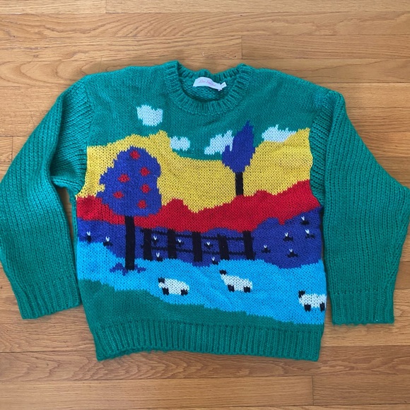 Lisa says gah sheep farm scene sweater size M/L - Picture 1 of 3